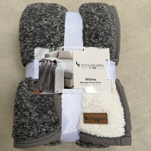 Koolaburra by UGG Wiona Melange Sherpa Throw Blanket Gray Cozy Soft